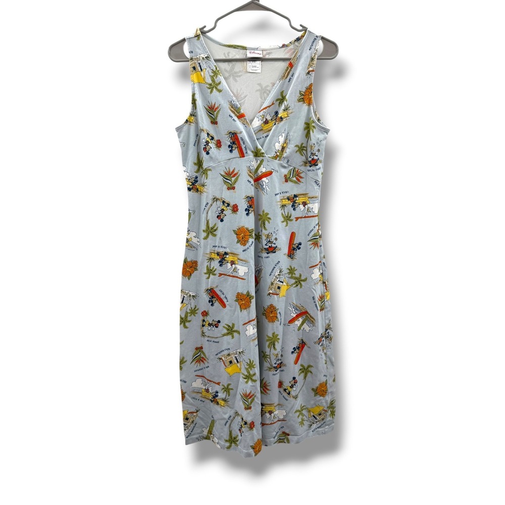 Disney Shopping Mickey Friends Dress Womens L Hawaiian Surfing Tropical Y2K